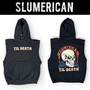 SLUMERICAN XL “TILL DEATH” SKULL SLEEVELESS HOODIE VEST RARE YELAWOLF MERCH